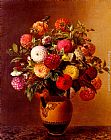 Johan Laurentz Jensen Still Life of Dahlias in a Vase painting